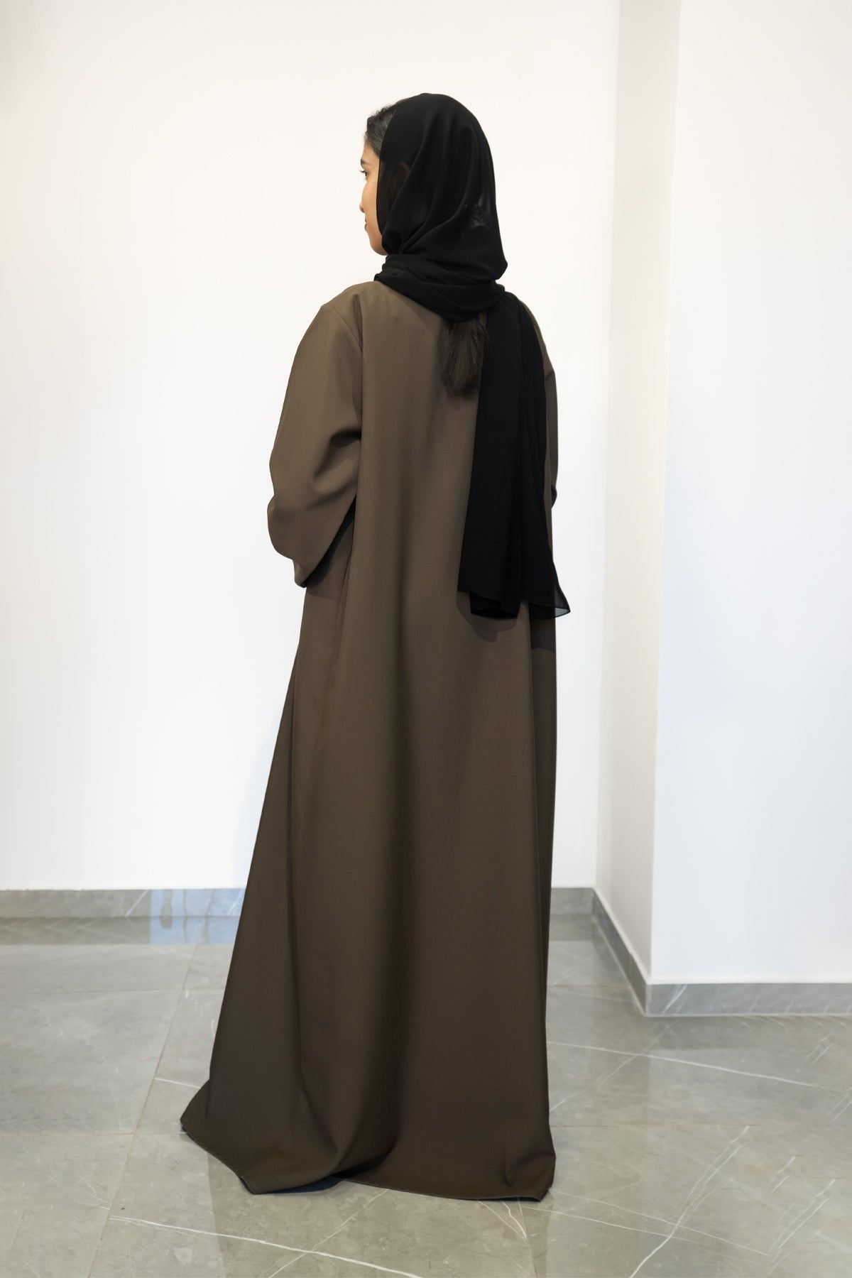 Premium Flared Brown Cotton Blend Modesty Abaya