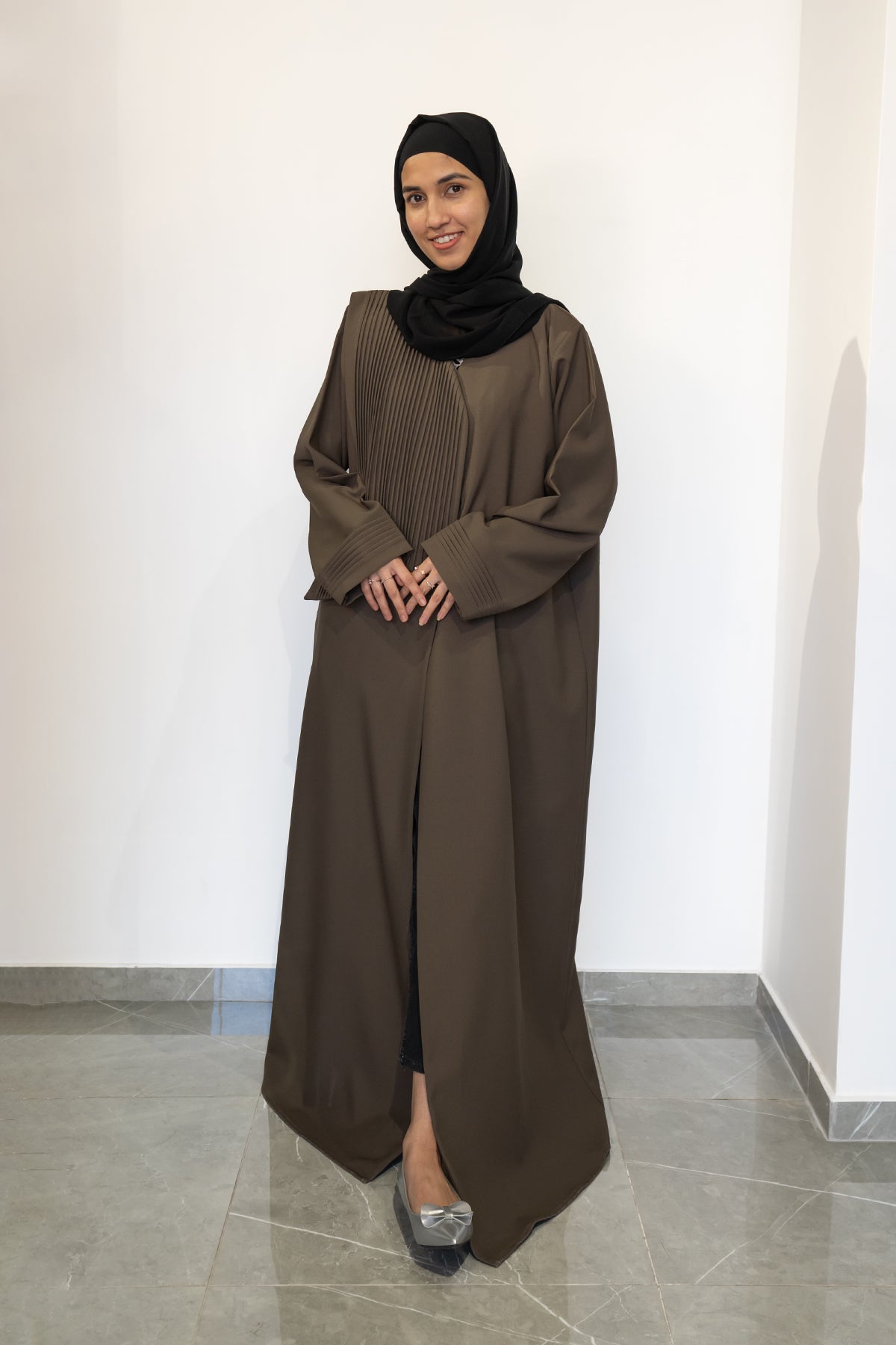 Premium Flared Brown Cotton Blend Modesty Abaya