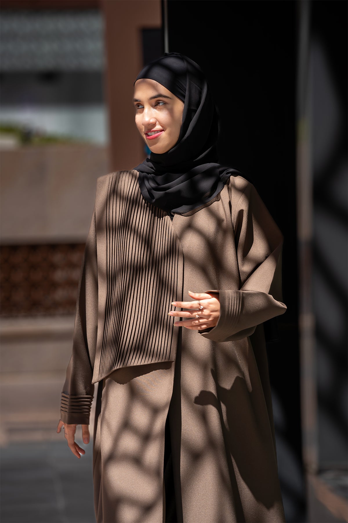 Premium Flared Brown Cotton Blend Modesty Abaya