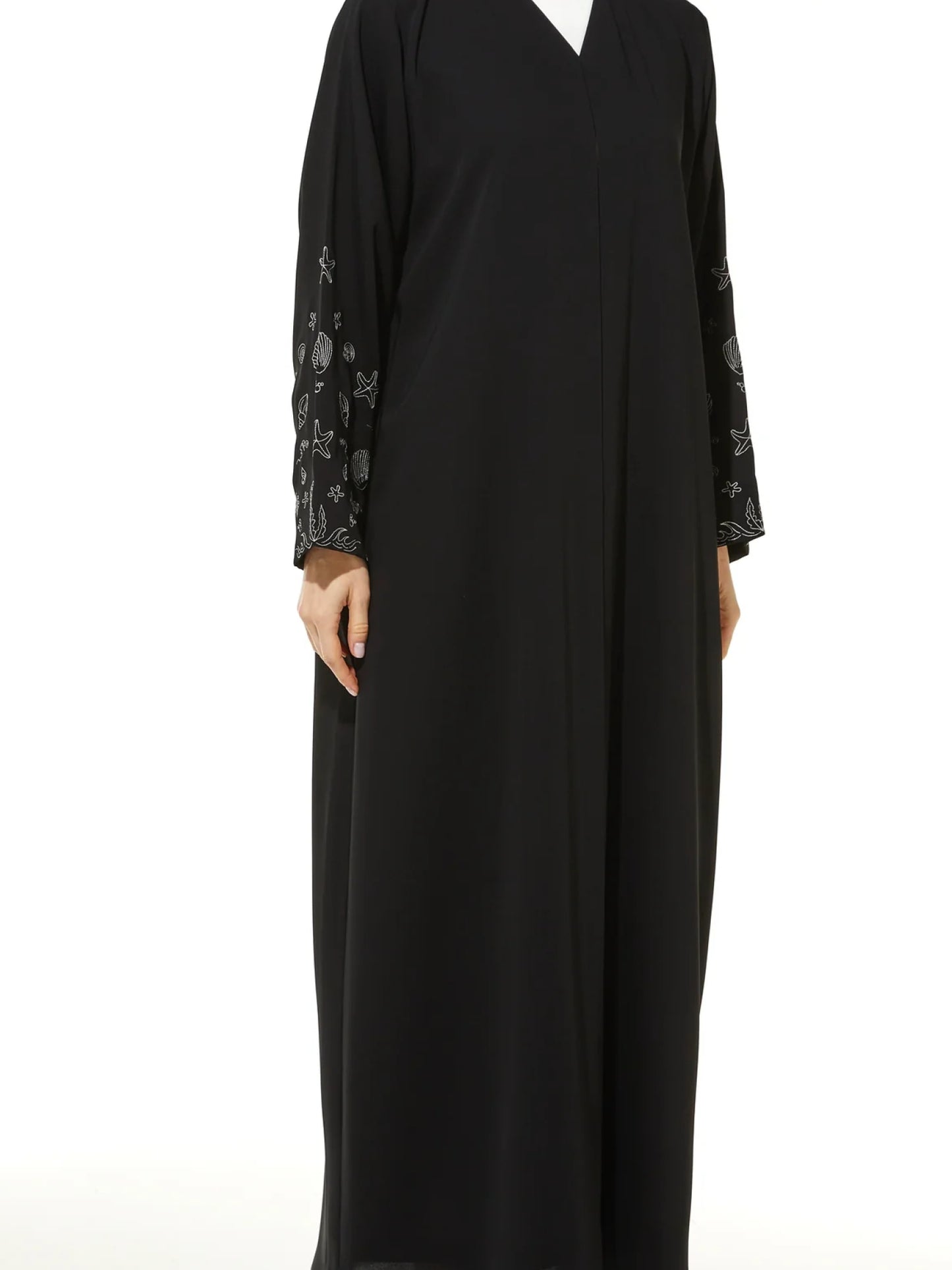 Black Premium Nada Sea Life Embroidery Abaya