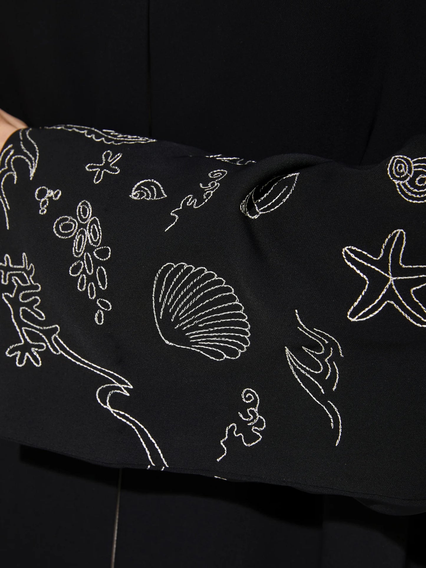 Black Premium Nada Sea Life Embroidery Abaya