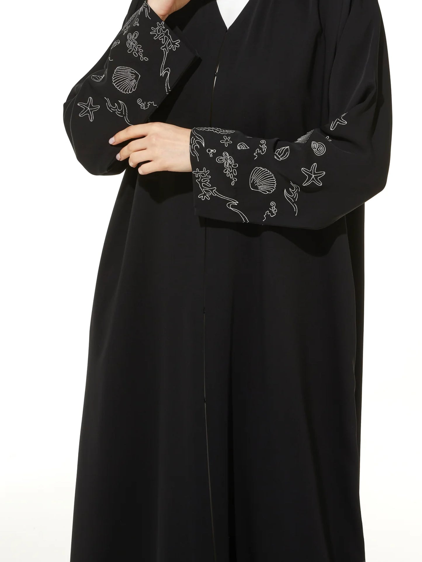 Black Premium Nada Sea Life Embroidery Abaya