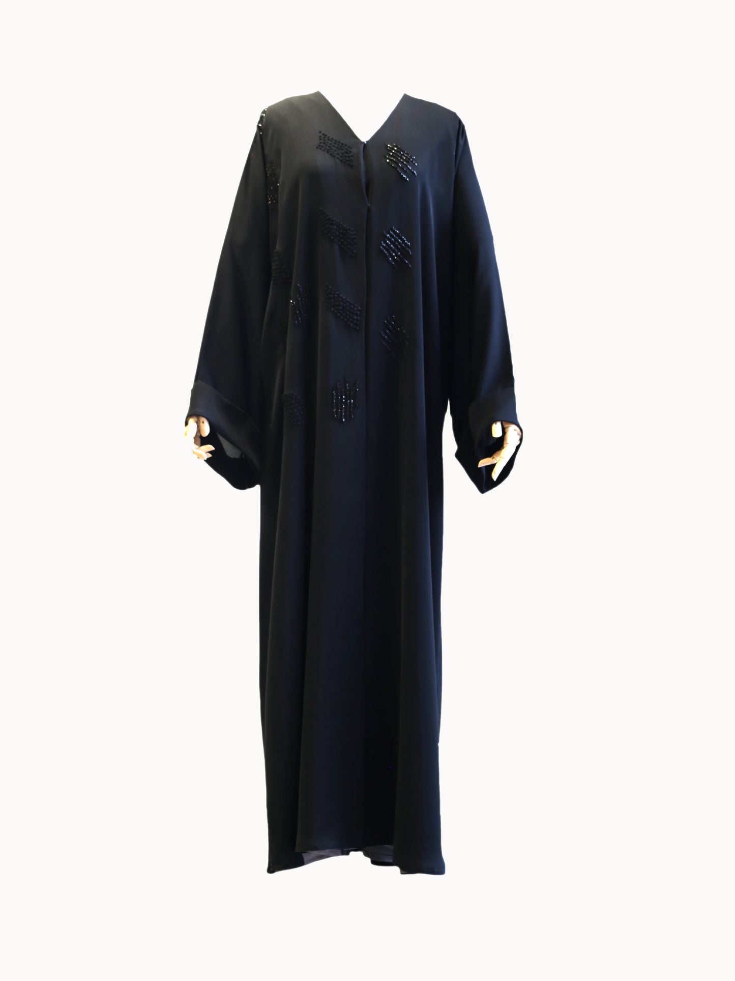 Timeless Elegance: Black Stone & Thread Handwork Abaya