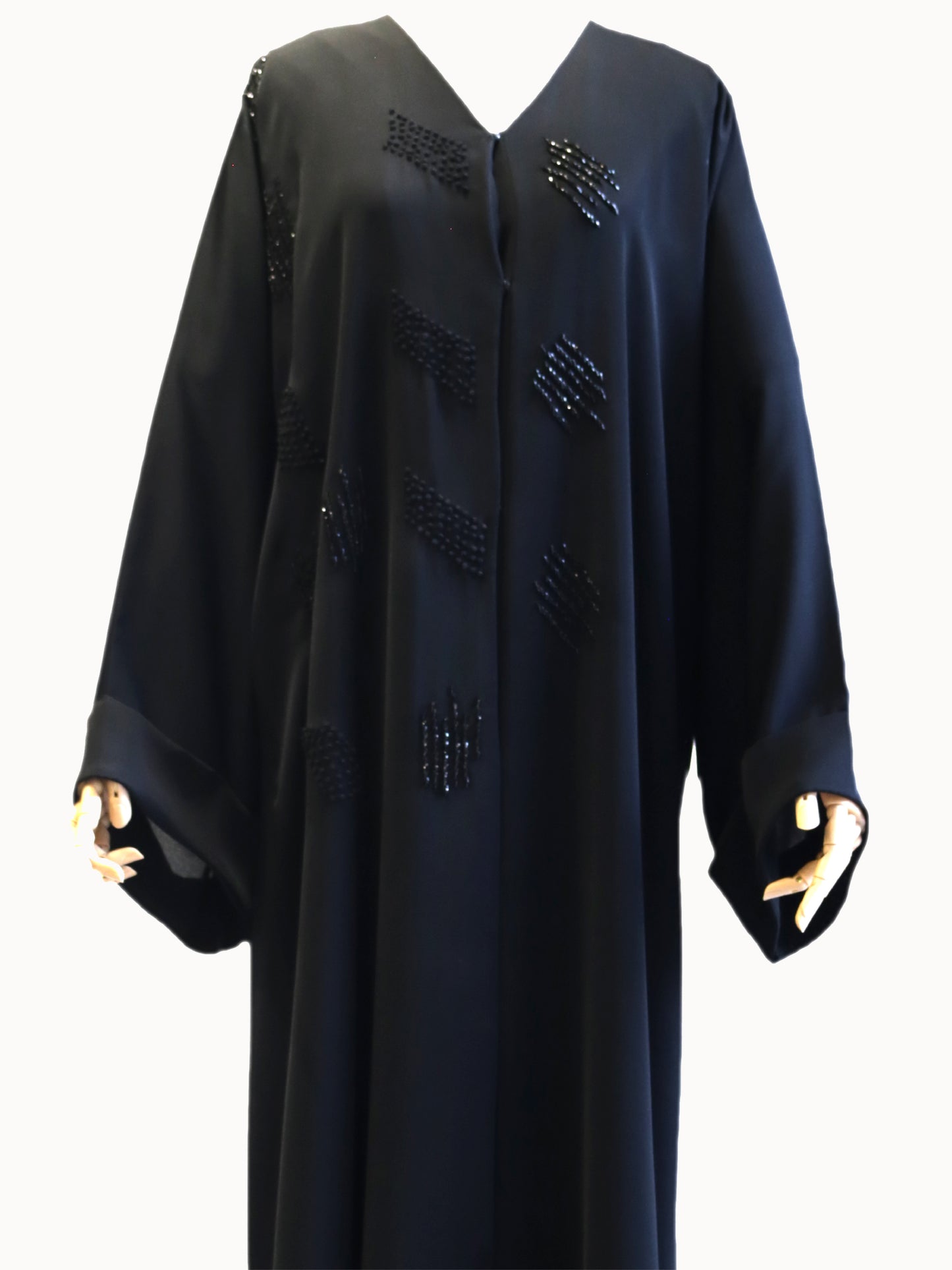 Timeless Elegance: Black Stone & Thread Handwork Abaya