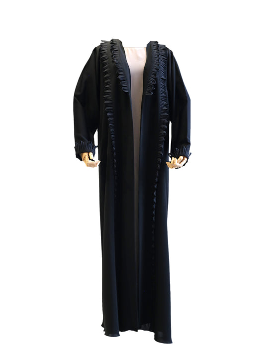 Layered Elegance: Lightweight Nada and Jacquard-Designed Abaya.