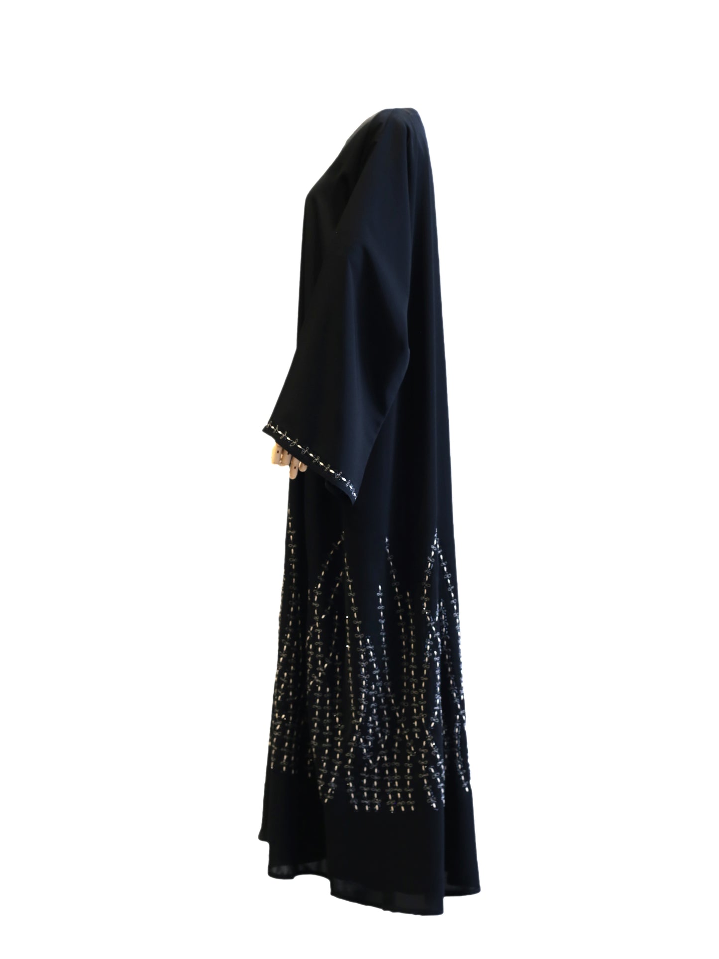 Floral Designed Stone and Thread Work Abaya – A Touch of Timeless Elegance