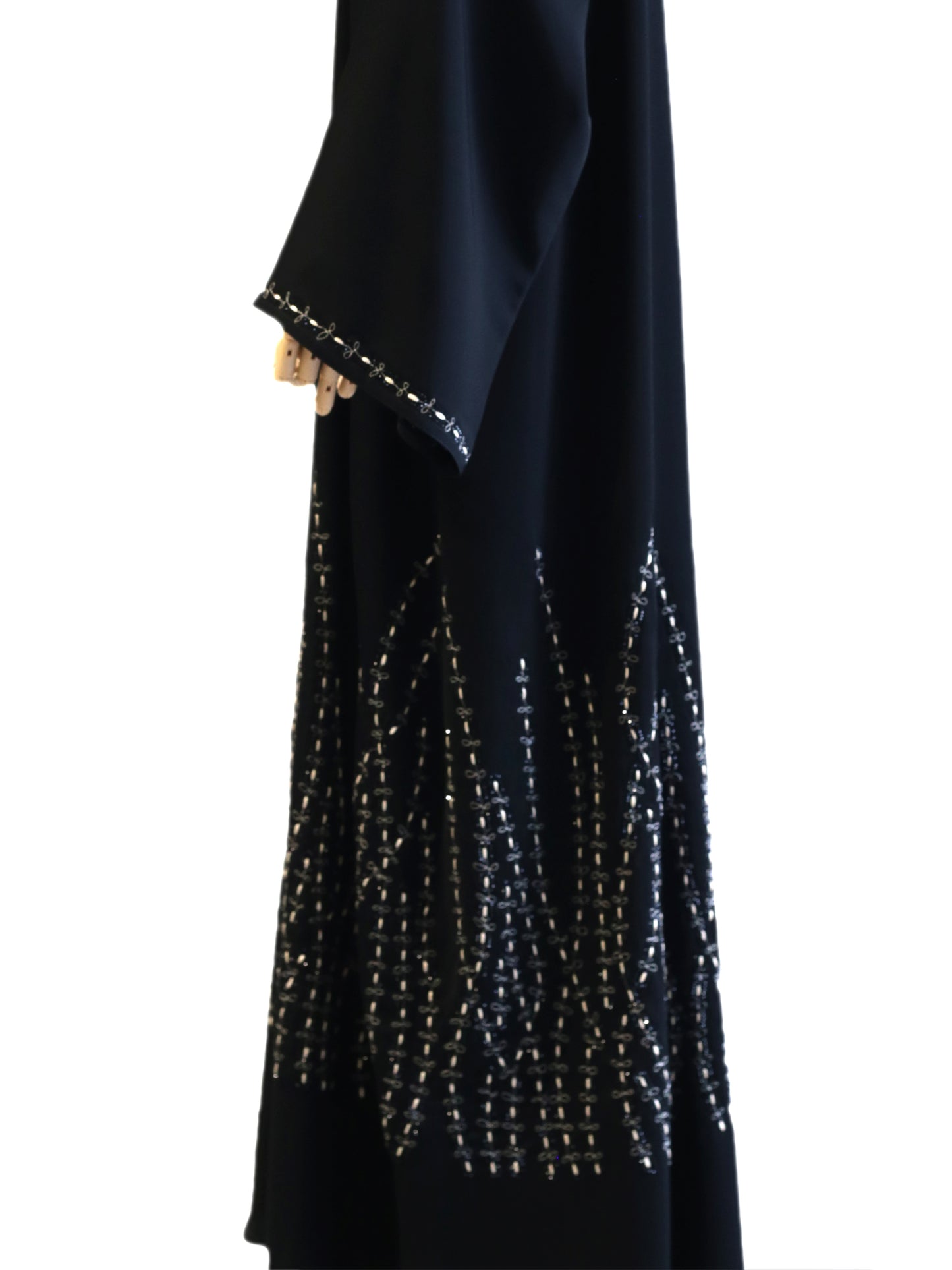 Floral Designed Stone and Thread Work Abaya – A Touch of Timeless Elegance