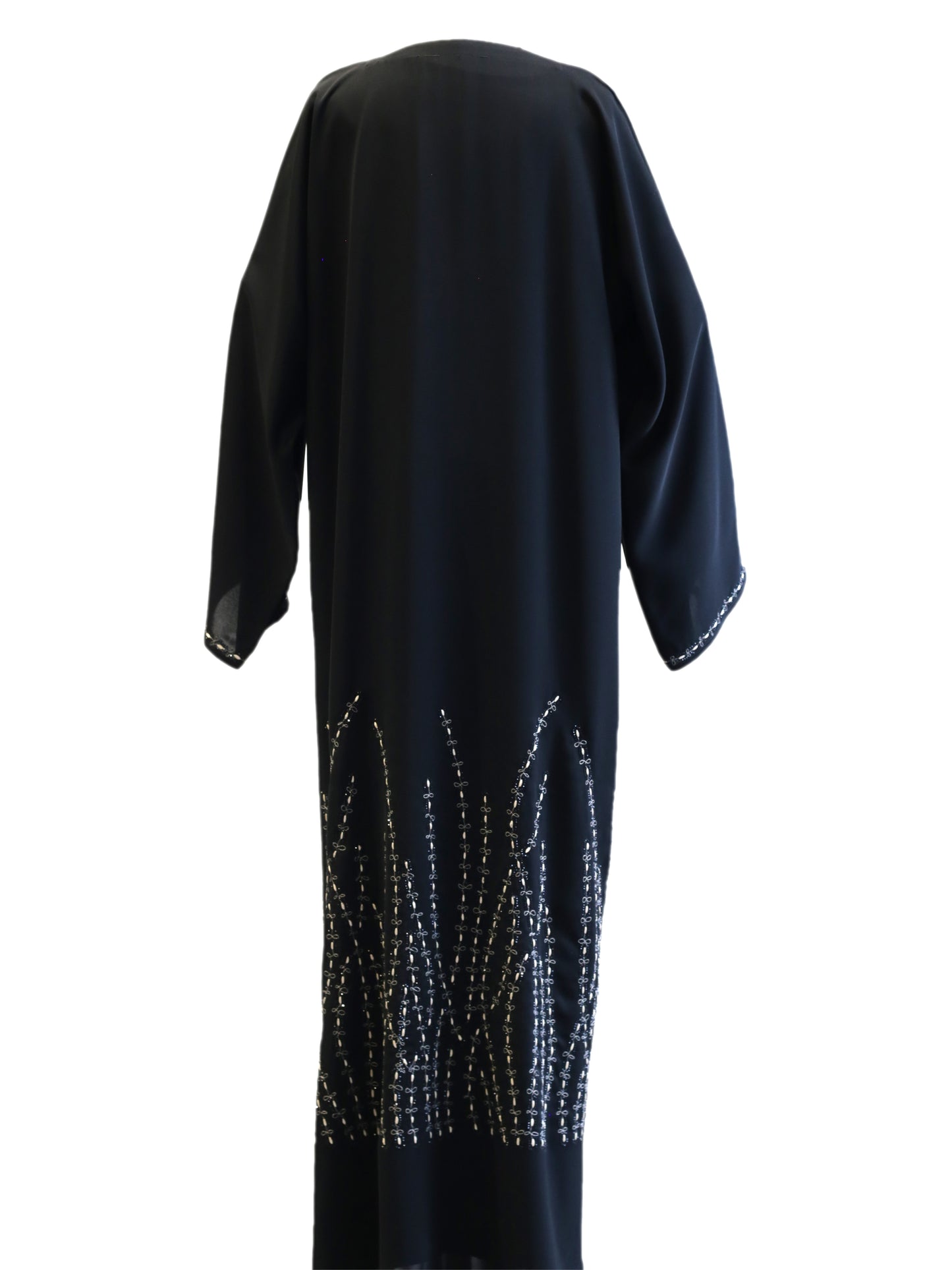 Floral Designed Stone and Thread Work Abaya – A Touch of Timeless Elegance