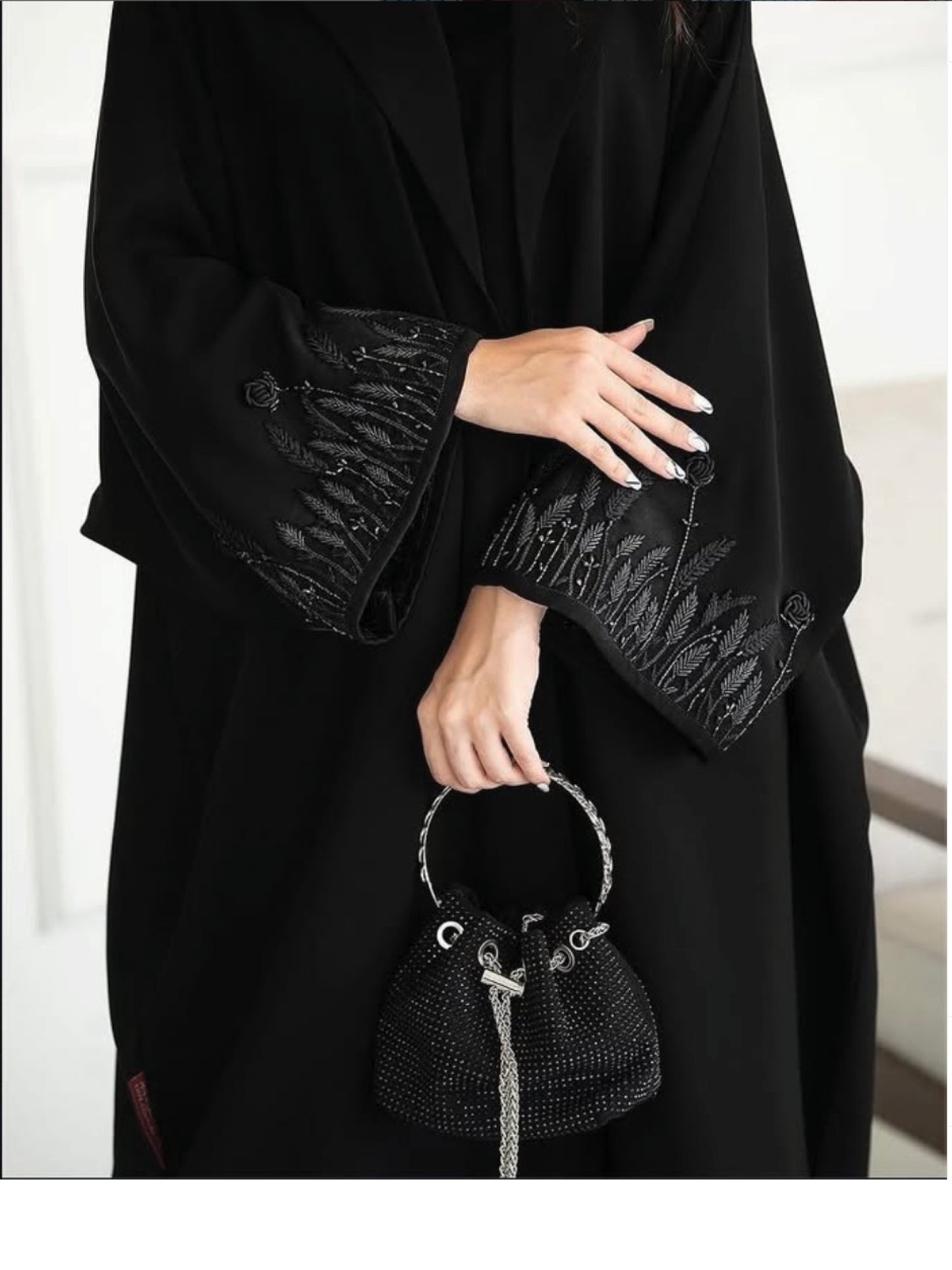 Black Nada with Designed Stone Detail, Elegant Attire Boutique